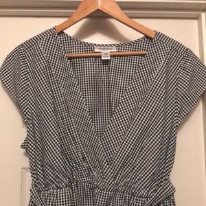 Motherhood Maternity Blk Wht Check Tie Back Blouse